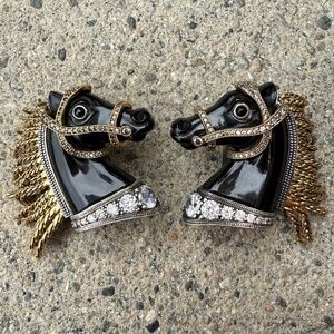Vivienne Westwood Rare Horse Earrings w/ Swarovski Crystals and dangly gold